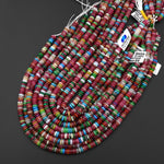 Berry Carnival- Mixed Multicolor 6mm Thin Smooth Rondelle Jade Raspberry Pink Red Turquoise Blue Green Coral Orange Beads 15.5" Strand
