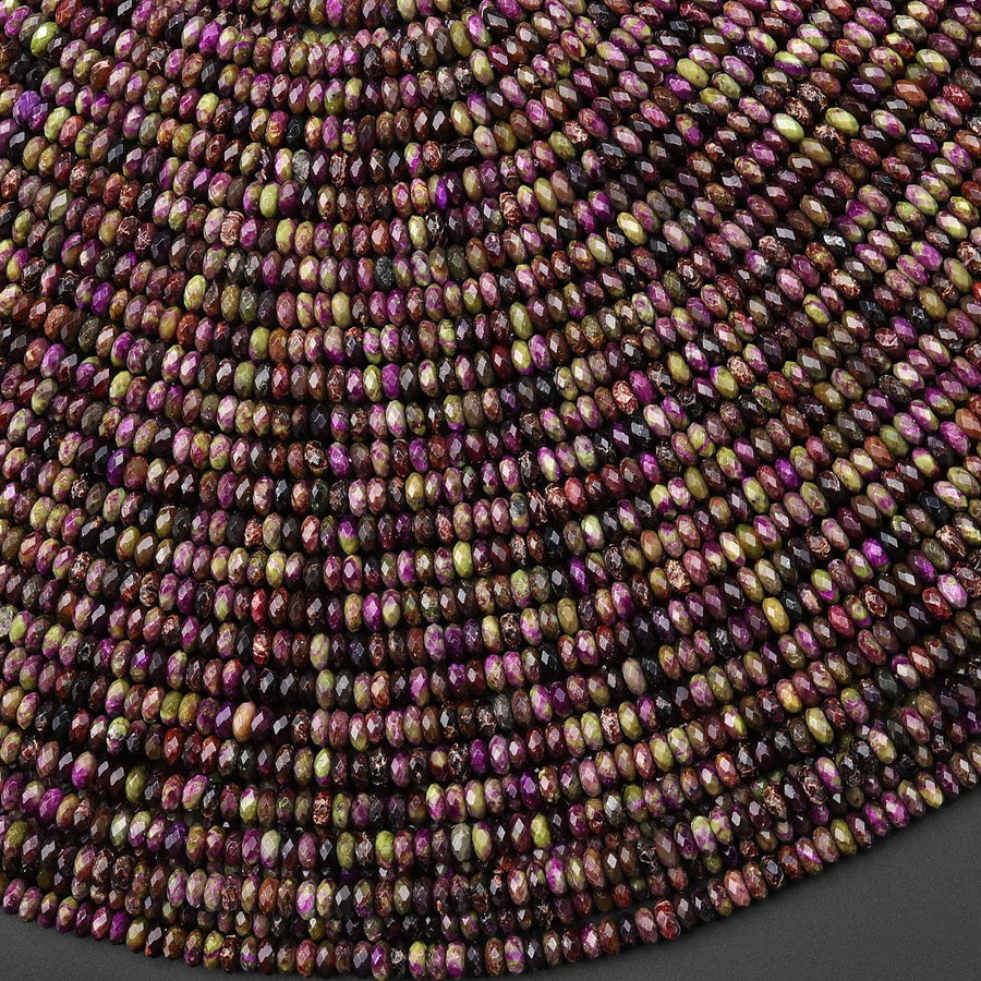 Faceted Natural Purple Atlantisite Stichtite Super Thin Rondelle Beads 3mm 15.5" Strand