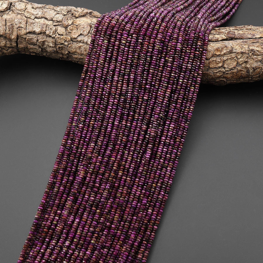 AAA Faceted Natural Purple Atlantisite Stichtite Super Thin Rondelle Beads 3mm 15.5" Strand