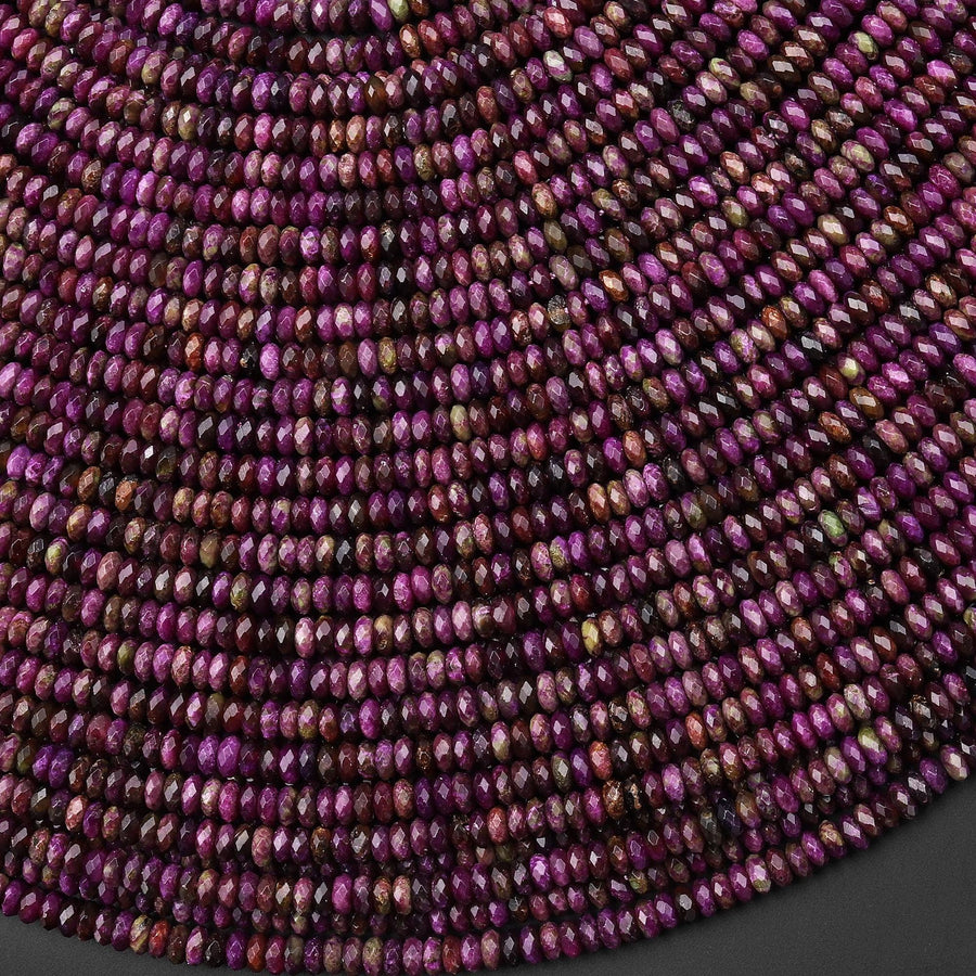 AAA Faceted Natural Purple Atlantisite Stichtite Super Thin Rondelle Beads 3mm 15.5" Strand