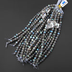 Large Hole Beads 2.5mm Drill Natural Labradorite 8mm Round Beads 8" Strand
