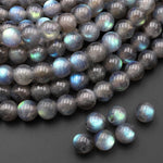 Large Hole Beads 2.5mm Drill Natural Labradorite 8mm Round Beads 8" Strand