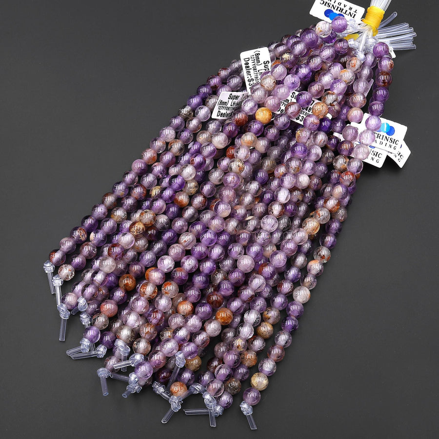 Large Hole Beads 2mm 3mm Drill Natural Super 7 6mm 8mm 10mm 12mm Round Beads 8" Strand