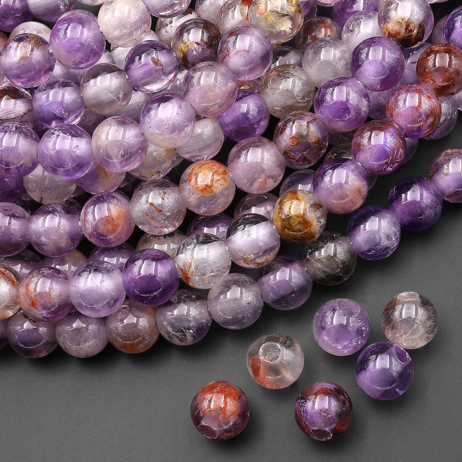 Large Hole Beads 2mm 3mm Drill Natural Super 7 6mm 8mm 10mm 12mm Round Beads 8" Strand