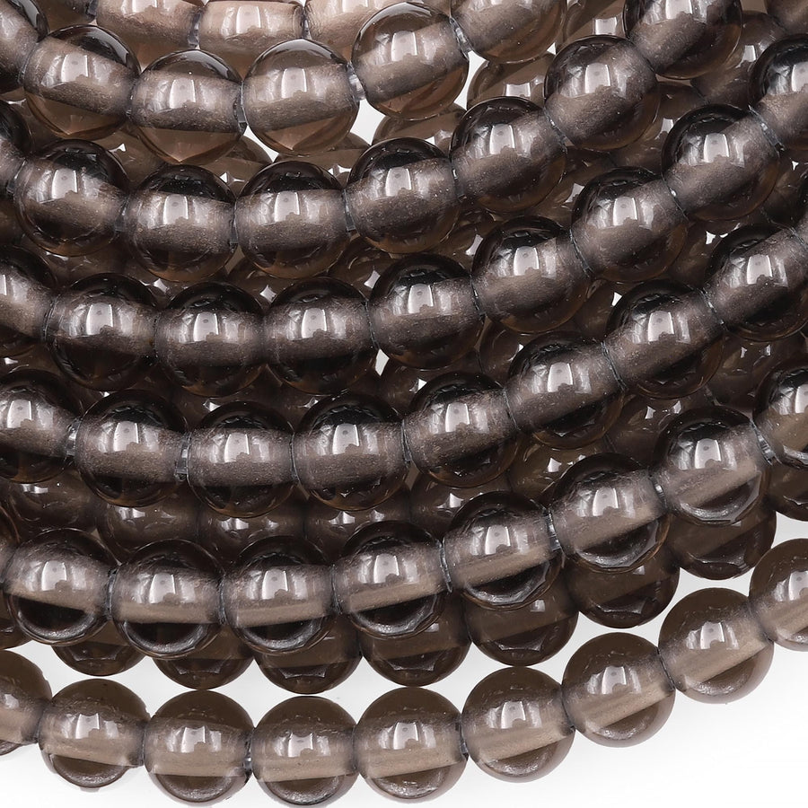 Large Hole Beads 2mm 3mm Drill Natural Ice Obsidian 8mm 10mm Round Beads 8" Strand