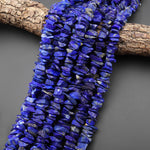 Natural Raw Blue Lapis Lazuli Hand Hammered Freeform Irregular Organic Chip Spike Beads 16.5" Strand B1702