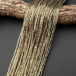Titanium Pyrite 2mm Tube Spacer Beads 15.5" Strand