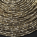 Titanium Pyrite 2mm Tube Spacer Beads 15.5" Strand