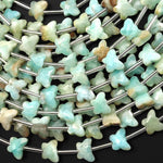 Faceted Natural Hemimorphite Butterfly Beads 10mm Carved Gemstone 15.5" Strand