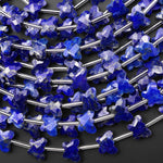 Faceted Natural Blue Lapis Butterfly Beads 10mm Carved Gemstone 15.5" Strand