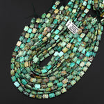 Faceted Natural Chrysocolla Rectangle Cushion 8x10mm Beads 15.5" Strand