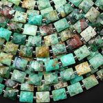Faceted Natural Chrysocolla Rectangle Cushion 8x10mm Beads 15.5" Strand
