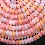 Cherry Blossom Dawn - Multi-Color Aquamarine Morganite Jade Rondelle 6mm 8mm Beads 15.5" Strand