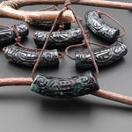Hand Carved Natural Black Green Guatemalan Jade Curved Crescent Arc Pendant