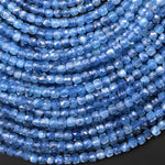 AAA Translucent Natural Santa Maria Blue Aquamarine Faceted 4mm Cube Dice Beads Birthstone Gemstone 15.5" Strand B4919