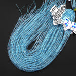 AAA Faceted Natural Blue Topaz Round Beads Gemstone 15.5" Strand