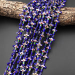Royal Blue Pink Green Cloisonné Cross Bead 12x18mm Decorative Floral 15.5" Strand