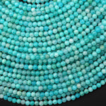 AAA Natural Aqua Blue Green Peruvian Amazonite Beads 3mm Smooth Round Beads 15.5" Strand
