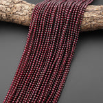 AAA+ Natural Red Garnet 2mm 3mm Smooth Round Beads 15.5" Strand
