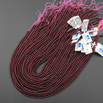AAA+ Natural Red Garnet 2mm 3mm Smooth Round Beads 15.5" Strand