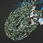 Lucky 4 Four Leaf Clover Faceted Beads Natural African Turquoise Carved 8mm Gemstone 15.5" Strand