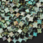 Lucky 4 Four Leaf Clover Faceted Beads Natural African Turquoise Carved 8mm Gemstone 15.5" Strand