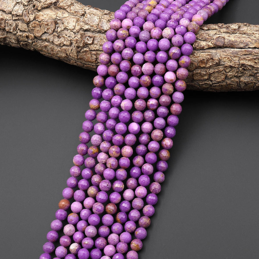 AA Faceted Natural Phosphosiderite 6mm Round Beads Gemstone 15.5" Strand