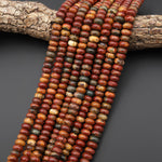 AAA Natural Red Creek Jasper Smooth Rondelle Beads 6mm 8mm 10mm Aka Multicolor Picasso Jasper 15.5" Strand