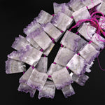 Natural Purple Amethyst Stalactite Slice Pendant Beads Side Drilled Rectangle Gemstone 15.5" Strand B1710