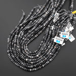 Natural Black Web Jasper 6mm Rondelle Beads 15.5" Strand