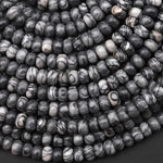 Natural Black Web Jasper 6mm Rondelle Beads 15.5" Strand