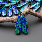 Drilled Natural Azurite Chrysocolla Teardrop Earring Pair Matched Gemstone Stone Beads
