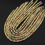 Cloisonné Cylinder Tube Beads Decorative Gold Pink Green Floral Enamel 15.5" Strand