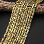 Cloisonné Cylinder Tube Beads Decorative Gold Pink Green Floral Enamel 15.5" Strand