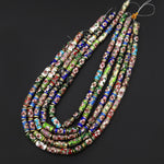 Multicolor Cloisonné Cylinder Tube Beads Decorative Gold Pink Green Blue Floral Enamel 15.5" Strand