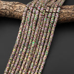 Cloisonné Cylinder Tube Beads Decorative Purple Red Gold Pink Green Floral Enamel 7x10mm 15.5" Strand