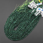 Faceted AAA Natural Guatemalan Dark Blue Green Jade 3mm Round Beads 15.5" Strand