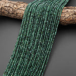 Faceted AAA Natural Guatemalan Dark Blue Green Jade 3mm Round Beads 15.5" Strand