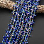 Pink Green Blue Golden Orange Cloisonné Cross Bead 20x26mm Decorative Floral 15.5" Strand