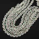 Hand Made White Pink Green Cloisonné Donut Beads 15mm Decorative Floral Enamel Antique Vintage Look 15.5" Strand