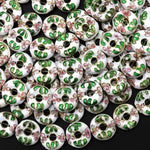 Hand Made White Pink Green Cloisonné Donut Beads 15mm Decorative Floral Enamel Antique Vintage Look 15.5" Strand