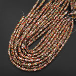 Cloisonné Cylinder Tube Beads Decorative Golden Orange Pink Green Floral Enamel 15.5" Strand