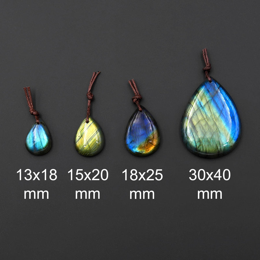 AAA Natural Golden Aqua Green Blue Labradorite Teardrop Pendant Drilled Gemstone