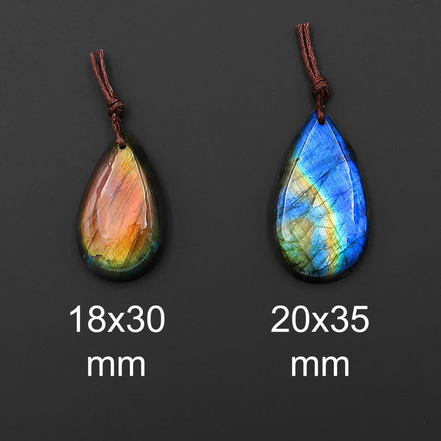 AAA Natural Golden Aqua Green Blue Labradorite Thin Long Teardrop Pendant Drilled Gemstone