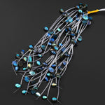 Natural Labradorite Smooth Teardrop Pear Briolette Beads 10x14mm Brilliant Blue Green Golden Flashes Fire Good For Earrings Strand