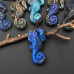 AAA Hand Carved Natural Seahorse Pendant Drilled Gemstone Focal Bead