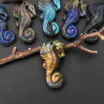 AAA Hand Carved Natural Seahorse Pendant Drilled Gemstone Focal Bead