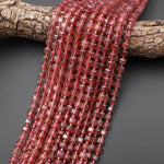 AAA Natural Strawberry Quartz Faceted 6mm Dice Cube Square Beads 15.5" Strand