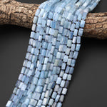 Natural Blue Aquamarine Tube Cylinder Gemstone Beads 15.5" Strand b4968