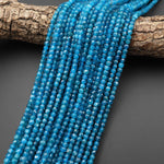 AAA Translucent Natural Teal Blue Apatite Faceted 4mm Cube Beads Gemstone 15.5" Strand b4965